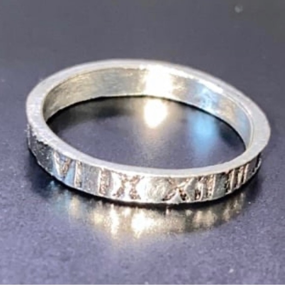 Roman Numbers Band Design ring Size 6.85 Filled silver unisex custom - Picture 3 of 5